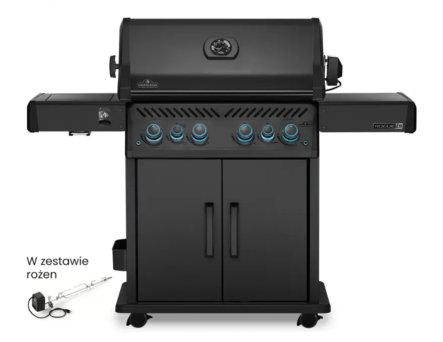 Rogue PRO-S 525 Grill gazowy z palnikiem rożna, palnikiem bocznym Sizzle Zone™ i rożnem, Czarny mat