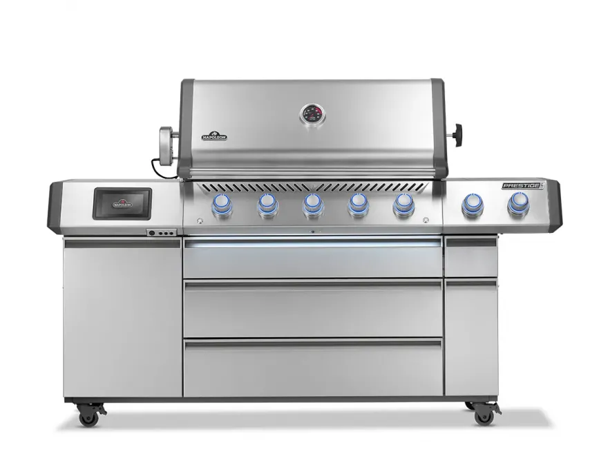 Grill gazowy Prestige PRO 665 z palnikiem rożna, palnikiem bocznym Sizzle Zone i rożnem i modułem do wędzenia, WiFi Stal Szlachetna