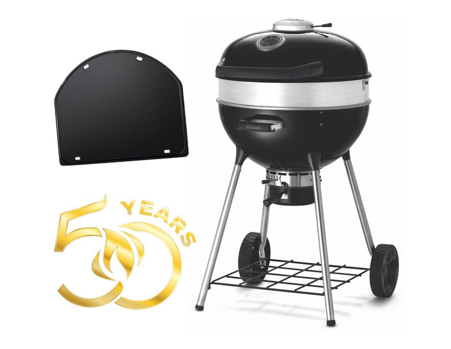 Grill węglowy 22" PRO Charcoal Kettle czarny + płyta żeliwna + zestaw (komin do rozpalania #67802, węgiel drzewny 3 kg #67107, podpałka 100 szt. #67052) - 14