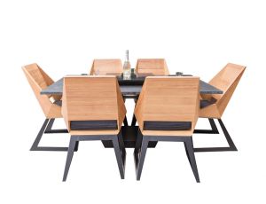 Zestaw stół z paleniskiem i 6 krzeseł Corten
