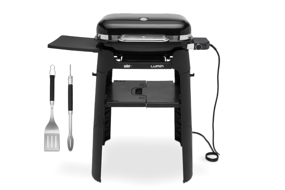 Grill elektryczny LUMIN Compact ze stojakiem czarny + Zestaw akcesoriów